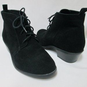 Vionic Andi Suede ankle boots booties lace up black block heel Women Size Sz 9